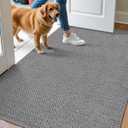 DEXI Door Mat Inside Entrance 35x56, Ultra Non Slip Rubber Backed Dirt Trapper, Low Profile Thin Welcome Doormat, Absorbent Easy Clean Entry Mats for Entryway, Patio, Grey (3' x 4'8" (Rectangular))