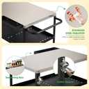 Outdoor Grill Cart Table, Pizza Oven Stand with Casters, Silver, Stainless Steel Flattop - black frame