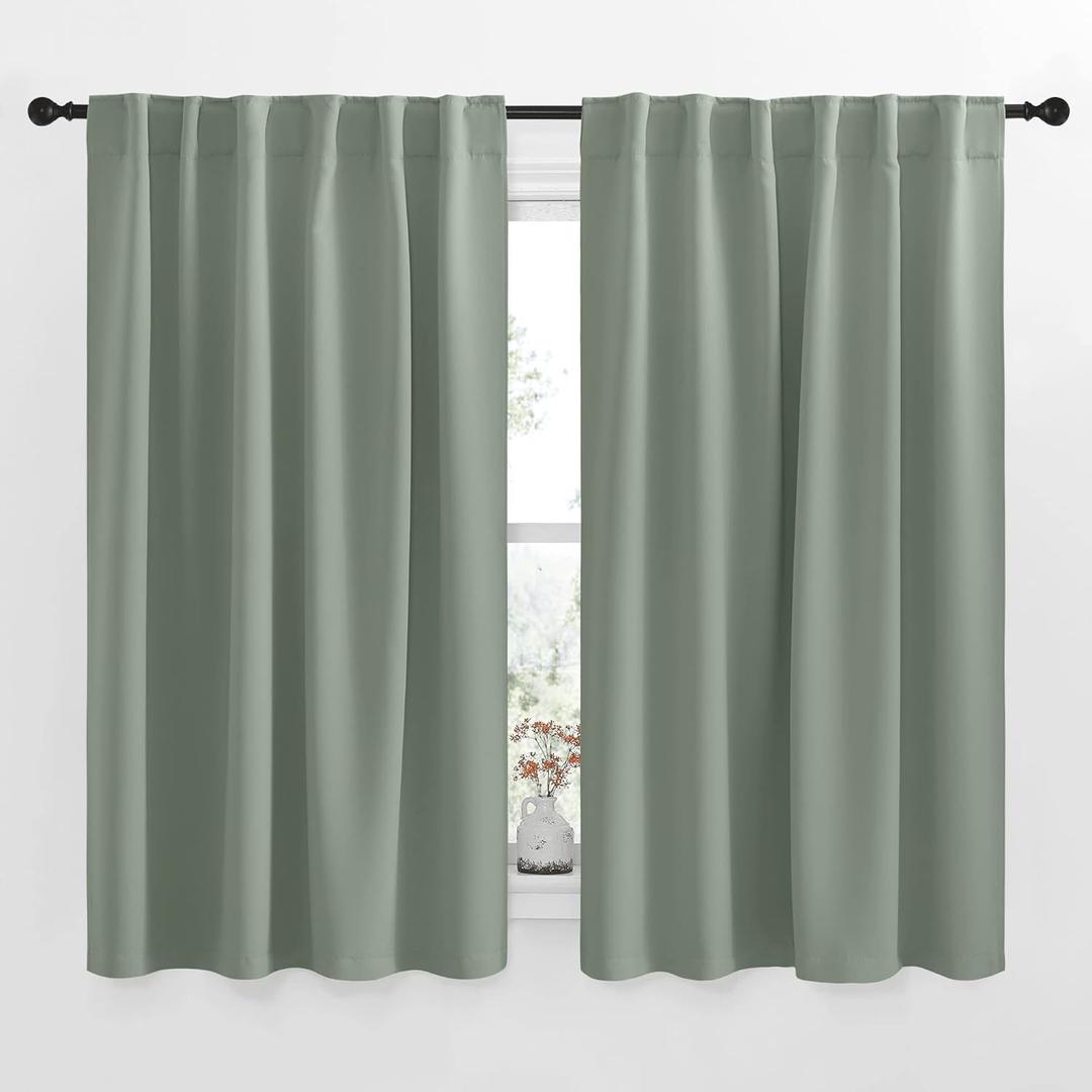 NICETOWN Insulated Room Darkening Curtain Panels - (Greyish Green Color) W52 x L54, 2 Pieces, Room Darkening Window Treatment Drape Panel NICETOWN Insulated Room Darkening Curtain Panels - (Greyish Green Color) W52 x L54, 2 Pieces, Room Darkening Window Treatment Drape Panel