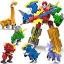 Wenbeier Robot Dinosaur Toys 5 in 1 Combined Large Robot Toys Take Apart Toys Including 5 Dinosaur Action Figures -Triceratops Deformation Toys for Kids 6-128