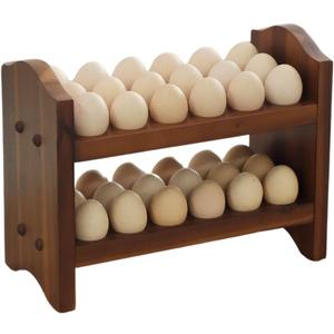 Egg Holder Countertop, Egg Storage and Egg Container for 36 Eggs, Fresh Egg Holder Countertop, Stackable Shelf Display Holder for Kitchen,Cute Egg Holder with Rustic Style, Light Brown