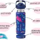DLOCCOLD Kids Insulated Water Bottle with Leak Proof Straw Lid, Double Wall Vacuum Stainless Steel Water Bottle with Silicone Boot, Reusable Tumbler for Travel, Boys, Girls