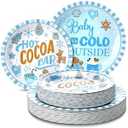 Suclain 100 Pcs Christmas Party Hot Cocoa Bar Supplies Disposable Paper Plates Set for Xmas Holiday Party Decor Winter Birthday Baby Its Cold Outside Baby Shower New Year Serves 50 Guests