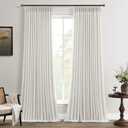 Pleated Linen Curtains 94 Inch Long 2 Panels Set for Living Room Light Filtering Pinch Pleat Curtains with Hooks Clips Rings Boho Farmhouse Custom Semi Sheer Natural Cream Birch Ivory Window Drapes, 40"W x 94"L