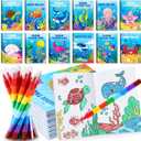 BenLouis 12 Under the Sea Mini Coloring Books Kids with 12 Stacking Crayons Ocean Animals Party Favors Small Activity Books Bulk for Kids Fish Birthday Party Gift Goodie Bag Stuffers