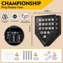 Championship Ring Display Case, 27 Ring Posts Sports Ring Display Case Wooden Shadow Box for Baseball Basketball Football Softball Award Rings Fan Souvenirs