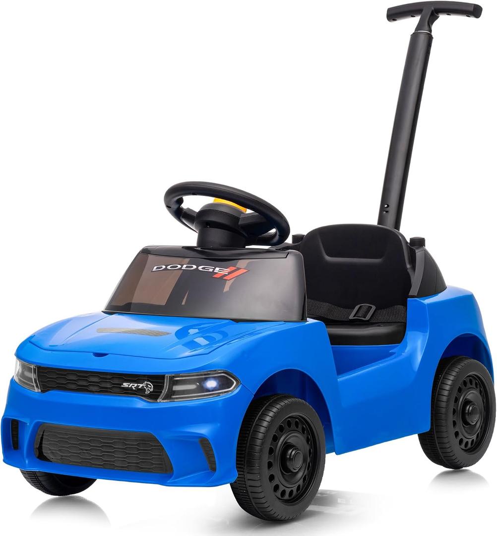 Licensed Dodge Ride on Push Car for Toddlers 1-3 Years with Handle & Music
Max Load 44lb, 3-Level Handle, Foldable, Storage Space, Safety Belt