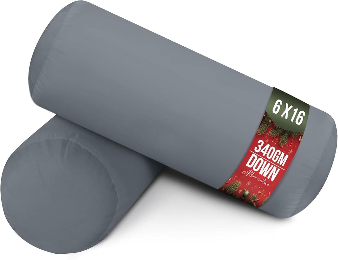 Utopia Bedding Bolster Pillows Insert (Pack of 2, Grey) - 6 x 16 Inches Bed and Couch Pillows - Indoor Decorative Pillows