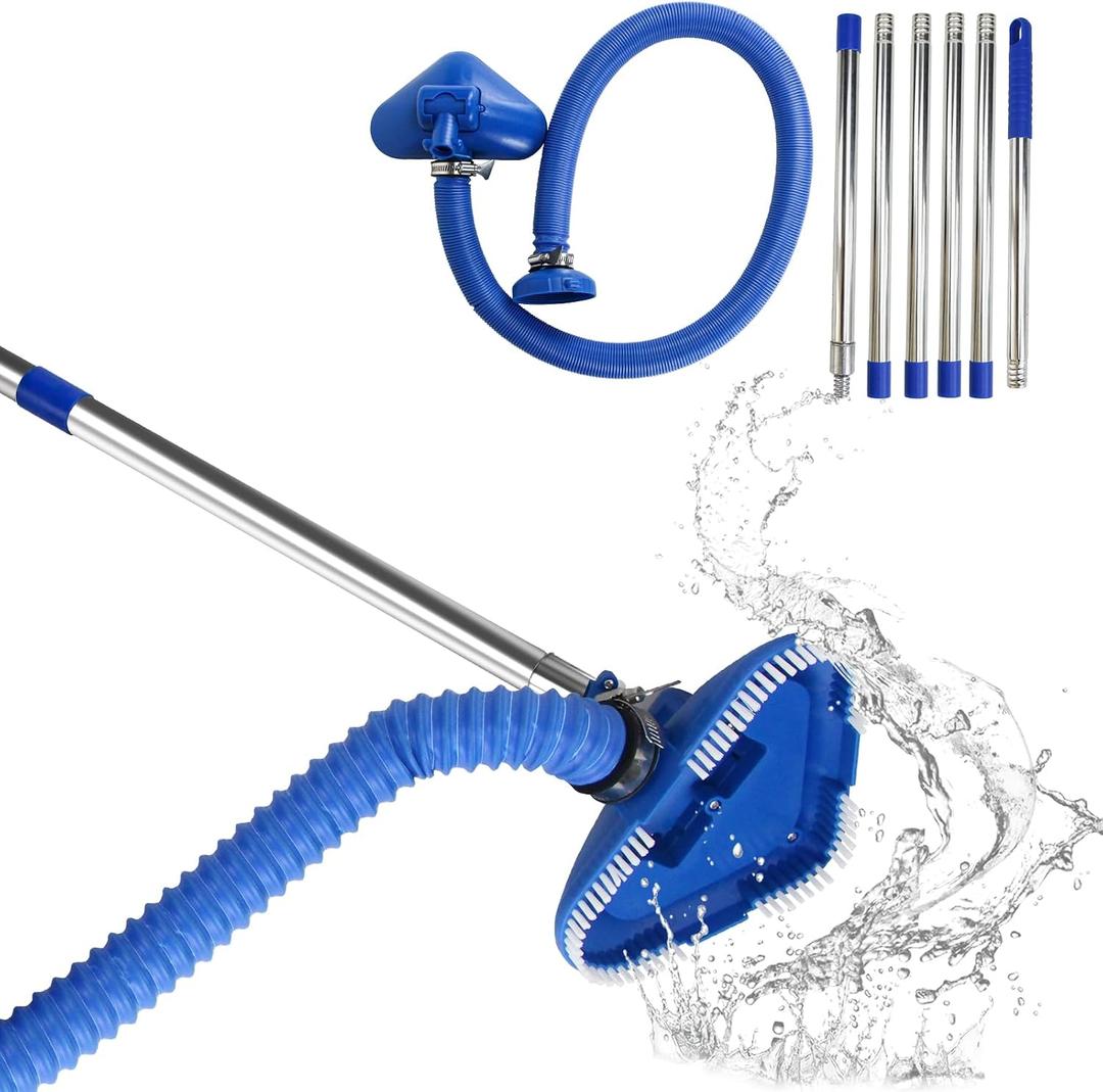 Pool Vacuum Cleaner for Above Ground and In Ground Pools,Flexible Hose with Extension Rods, Extendable Cleaning Tool (Blue)