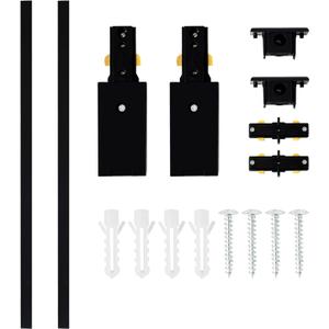H Track Lighting Rails 6.6FT H Type Track Rails Kit with End Caps and Live End Feed Connector, Compatible with Single Circuit 120V H Style Track System and Heads, Black