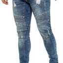 989Zé ENZO Mens Skinny Fit Jeans Casual Stretch Ripped Biker Denim Pants Size 28