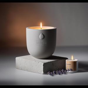Concrete Cement Candle Planter - Scented Soy Candle for Home & Dual Purpose Jar - Strong Scent, 8 Oz, 50-Hour Burn (Grey Lavender)