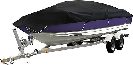 labwork 16Ft 600D Marine Grade Heavy Duty Trailerable Boat Cover Replacement for Jon Boat-Black