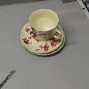 KAMMAK Tea Cups and Saucers Set of 2, Porcelain Coffee Cups, 7-Ounce Stackable Espresso Mugs, Ceramic Demitasse for Coffee, Latte, Americano, Tea, Red Orchid