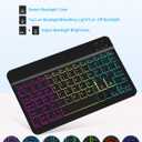 EAMPANG Case with Keyboard and Mouse for iPad 6th/5th Generation Air 1 2 Pro 9.7inch,7 Color Rainbow Backlight Detachable USB-C Keyboard Magnetic Case with Pen Slot for iPad 2018 2017 Black+Mouse