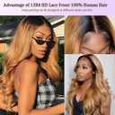Belaved 30 Inch 13X4 Lace Front Wigs Human Hair Honey Blonde with Black Roots 1B/27 Ombre Lace Front Wig Human Hair Pre Plucked with Baby Hair 180% Highlight Glueless