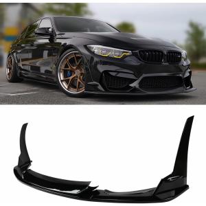 Front Lip Compatible with BMW F80 M3 / F82 F83 M4, Gloss Black Bumper Air Dam Lower Chin Spoiler Splitter, Protection Body - WheelX