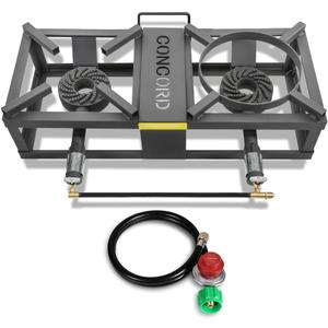 CONCORD THE BLOCK BURNER MAX Double Propane Outdoor Burner. 200,000 Total BTU. Wok Burner. Great for Home Brewing, Stir Frying, Camping, Tailgating, and More!