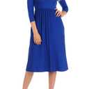 iconic luxe Women's Fit and Flare Midi Dress with Pockets Medium Royal Blue (Blue, M)