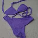 Bikini Sets for Women Sexy Halter Triangle String Bikini Cheeky V Cut High Waisted Thong Swimsuits 2 Piece (Size Medium, Dark Purple)