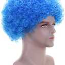 FREE BEAUTY Fluffy Afro Synthetic Clown Wig for Men Women Cosplay Anime Party Christmas Halloween Fancy Funny Wigs (Blue)