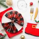 24 Pcs Christmas Plaid Cloth Napkins Buffalo Gingham 15 x 15 Inches Snowflakes Black and Red Checked Cotton Dinner Napkins Soft Absorbent Washable for Holiday Winter Xmas Party