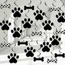 60PCS Dog Birthday Party Decorations Puppy Birthday Decorations Dog Party Hanging Swirl Dog Paw Bone Ceiling Streamers Garland Dog Themed Party Banner for Girl Boy Kids Pet Dog Baby Shower Decor