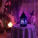 DECORKEY Halloween Decorations Indoor, 14.9" Decorative Graves&Skeleton Hands Lantern with 82" LED Lights(8 Modes; No Battery), Hanging Spooky Halloween Lanterns, Outdoor Home Room Door Party Decor