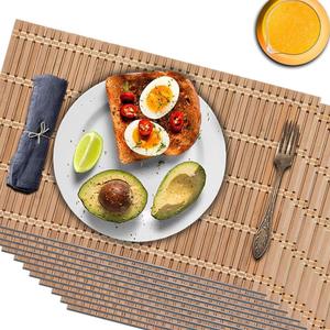 NETEHA Natural Bamboo Placemat-12 Pack- Set of Wooden Square Placemats, Suitable for Non-Slip and Resistant Bamboo Table Placemats in Restaurants and Kitchen