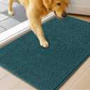 MudGuard Mat Dog Door Mat for Muddy Paws, Super Absorbent Microfiber, Non-Slip Indoor Mat, Quick Dry Chenille Mud Mat for Dogs & Entryway, Washable, Atlantic Blue 36" x 60"