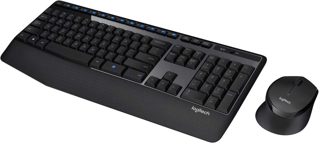 Logitech MK345 Wireless Keyboard and Mouse Combo with Palm Rest, 2.4 GHz USB Receiver, Compatible with PC, Laptop, Black