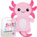 Microwave Heating Pads for Cramps, Cute Microwavable Period Heating Pad Cramps Pain Relief for Women & Girls, Stuffed Animals Moist Heat Pad for Menstrual-Washable Heat Pack (Pink Axolotl)