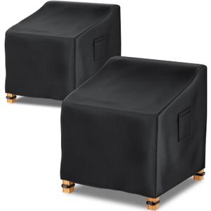 Patio Chair Covers Waterproof  29" W x 30" D x 30" H, 600D Heavy Duty Outdoor Furniture Covers for Lounge Deep Seat Chairs, Windproof with Buckles & Air Vent, Black (2 Pack)
