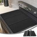 Suclain Stove Top Cover for Electric Stove 28" x 20" Foldable Glass Cooktop Protector Black Flat Silicone Mat Induction Ceramic Cooktop Oven Top Cover Dish Drying Mat for Christmas gifts