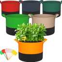 15-Gallon Grow Bags for Potato Planting: 6 Pack Heavy Duty 350G Thickened Potatoes Planter Bags with Handles - Fabric Pots Felt Garden Bags for Growing Vegetable Fruit Flower Herb with Plant Labels