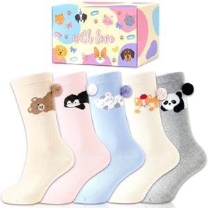 5 Pairs Cat Socks for Women Funny Socks 3D Novelty Silly Sock for Women Weird Stuff Animal Kitty Cat Lovers Gift
