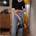 MakeMeChic Women's Color Block Tee Shirt Half Sleeve Collar V Neck 2 in 1 Summer Tops (Black, XS)