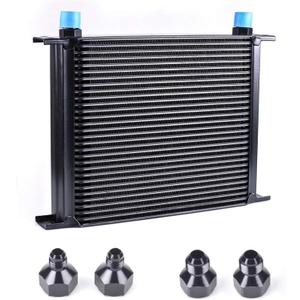 30 Row AN10-10AN Stacked Plate Oil Cooler With 6AN 8AN Adapter Universal Engine Transmission British Radiator Oil Cooler Condenser Aluminium Alloy Black