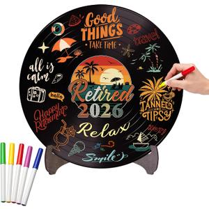 Holkcog Retirement Party Decorations Men Women, Colorful Vintage Retirement Vinyl Record, Happy Retired 2026 Party Graffiti Sign With Stand, Office Retired Farewell Gift, Coworker leave Table Decor