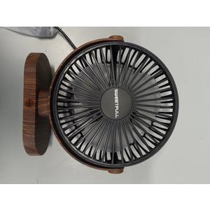 SWEETFULL 6.5 Inch USB Small Desk Fan, 3 Speeds Quiet Portable Desktop Table Fan, 360 Adjustment Personal Mini Fan for Home Office Car Outdoor Travel (Black wood grain)