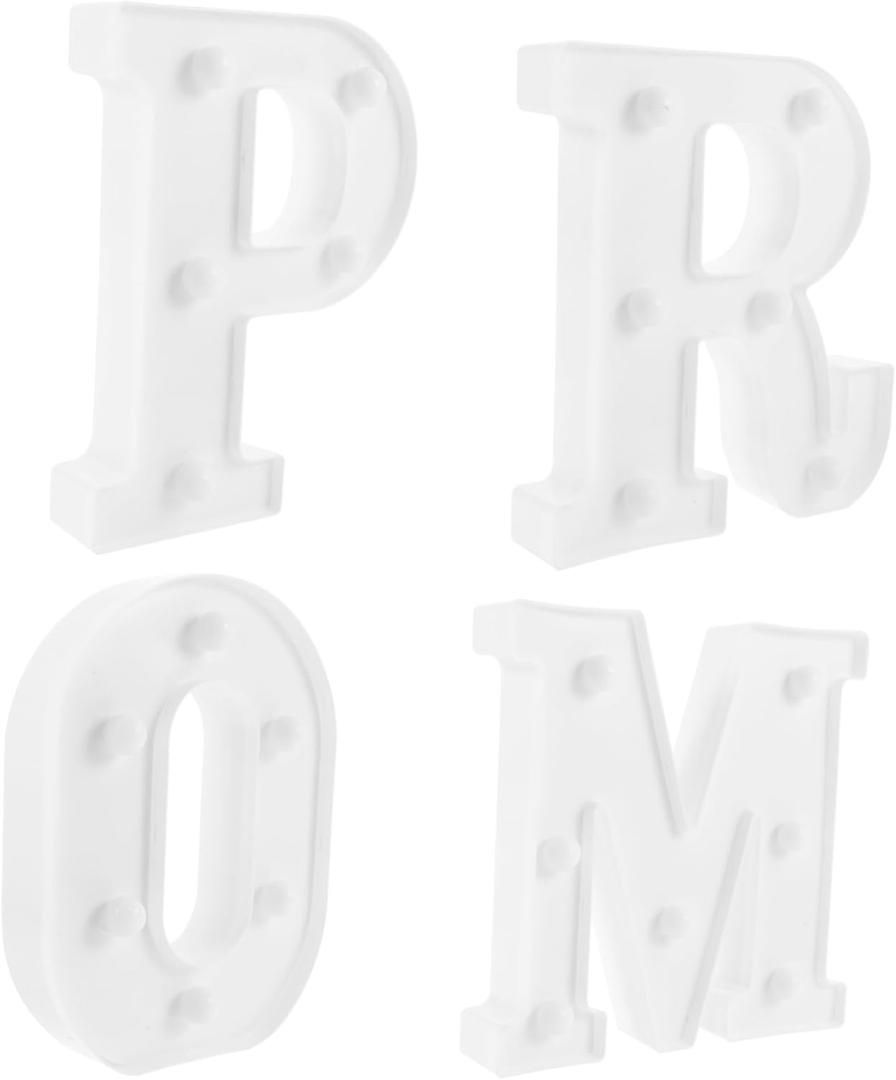 Zerodeko 4pcs Led Letter Lights Decor Warm White Light for Party Prom Decorations Letter Ornament College Graduation Decor