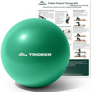 Trideer Exercise Balls Physical Therapy, 9 Inch Pilates Ball Between Knees for Physical Therapy, Mini Exercise Ball - Yoga Ball, Small Workout Balls for Core Strength and Back Support with Guide (Green(With Inflation Straw))
