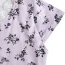 RoseSeek Girl's Ditsy Floral Print Lace T Shirt Short Sleeve Ribbed Ruched Cute Tee Shirts Summer Tops