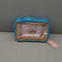 NISHEL Large Double Layer Travel Makeup Bag Women, Cosmetic Case, Organizer for Travel-Size Accessories Bottles, Brushes, Conditioner, and Skin Care Products, Lake Blue