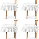 4 Pack Ruffled Chair Cushion Cover with Padded, White, Vintage, 17.7 x 17.7 inch