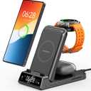 Charging Station for Samsung, SwanScout 703S, Wireless Charger for Galaxy S25 Ultra/S25+/S25/S25 Edge/S24 Ultra/S24+/S24/S23, Galaxy Watch 8/8 Classic/Ultra/7/6/5, Galaxy Buds 3 Pro/3 (No Adapter) (Black)