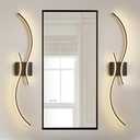 Modern LED Wall Sconce, 39" 2-Light Matte Black Wall Light Fixture for Living Room, Bathroom, Hallway, 3000K/4000K/5000K with Memory Function