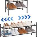 STORAGE MANIAC Expandable Shoe Rack, 8 Pairs Stackable Small Shoe Rack, Metal Adjustable Shoes Organizer for Closet, Entryway, Hallway, Garage, Front Door, Shoes Shelves, Black 2 Tier