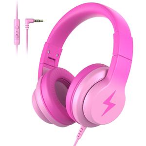 Kids Headphones, Wired Headphones for Kids Over Ear with Microphone, 85/94dB Volume Limiter Headphone for Girls Boys, Foldable Headphone for Learning & Entertainment
