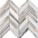 Yipscazo 10-Sheet Wood Grain Herringbone Peel and Stick Backsplash for Kitchen Walls,Heat Resistant PVC Mixed Metal Stick on Backsplash Tiles, Waterproof Peel and Stick Tile for Bathroom & Shower